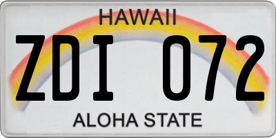 HI license plate ZDI072
