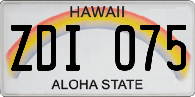 HI license plate ZDI075