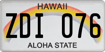 HI license plate ZDI076
