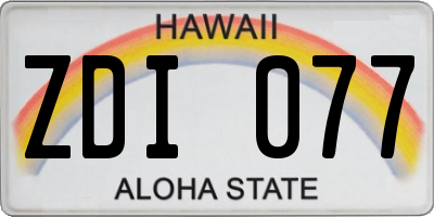 HI license plate ZDI077