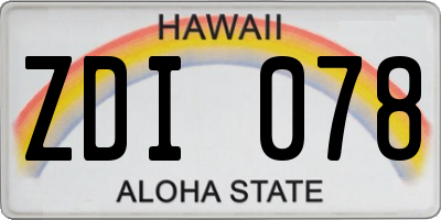 HI license plate ZDI078