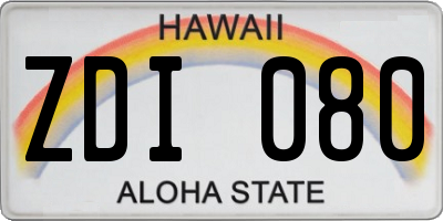 HI license plate ZDI080