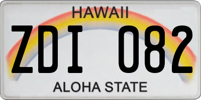 HI license plate ZDI082