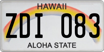 HI license plate ZDI083