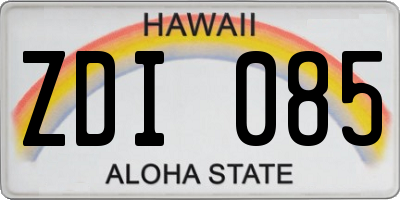 HI license plate ZDI085