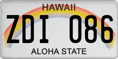 HI license plate ZDI086