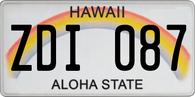 HI license plate ZDI087