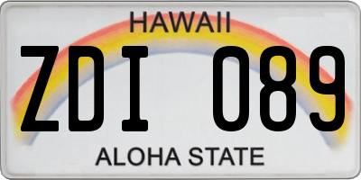 HI license plate ZDI089