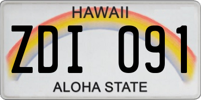 HI license plate ZDI091