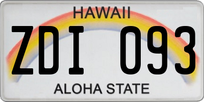 HI license plate ZDI093
