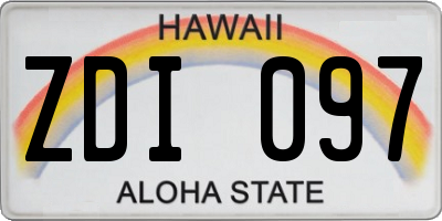 HI license plate ZDI097