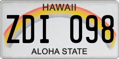 HI license plate ZDI098