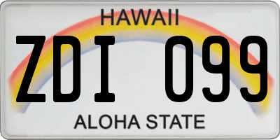 HI license plate ZDI099