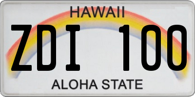 HI license plate ZDI100