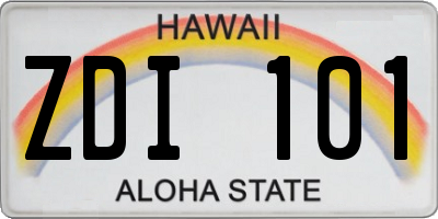 HI license plate ZDI101