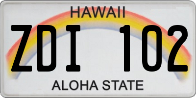 HI license plate ZDI102