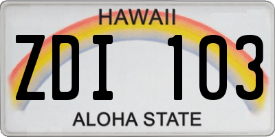 HI license plate ZDI103