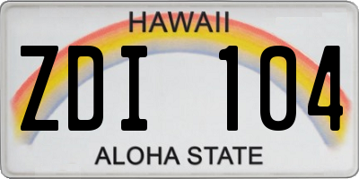 HI license plate ZDI104