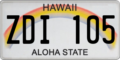 HI license plate ZDI105