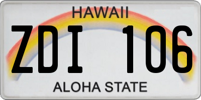 HI license plate ZDI106