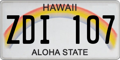 HI license plate ZDI107