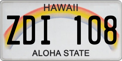 HI license plate ZDI108