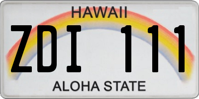 HI license plate ZDI111