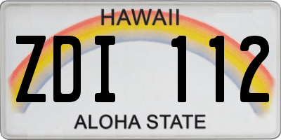 HI license plate ZDI112