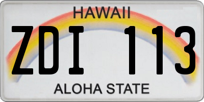 HI license plate ZDI113