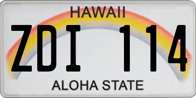 HI license plate ZDI114