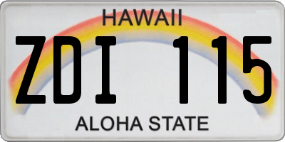 HI license plate ZDI115