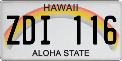 HI license plate ZDI116