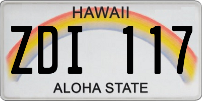 HI license plate ZDI117