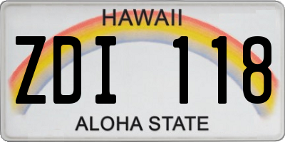 HI license plate ZDI118