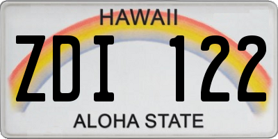 HI license plate ZDI122