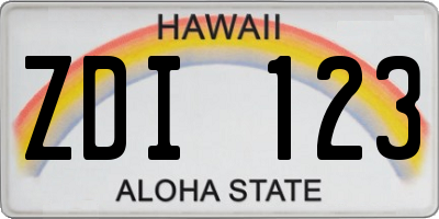 HI license plate ZDI123