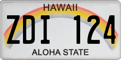 HI license plate ZDI124