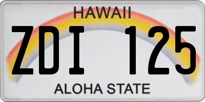 HI license plate ZDI125