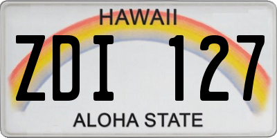 HI license plate ZDI127