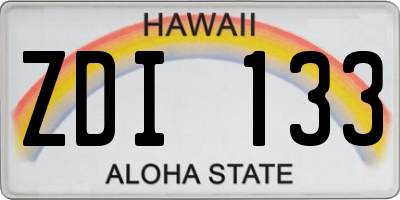 HI license plate ZDI133