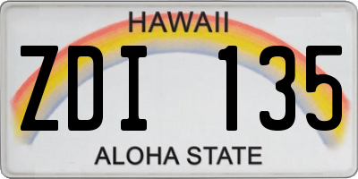 HI license plate ZDI135