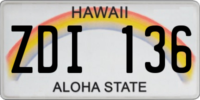 HI license plate ZDI136