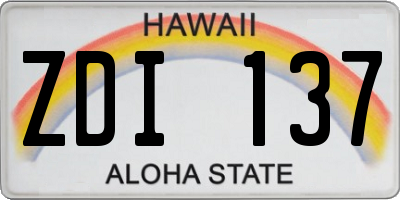 HI license plate ZDI137