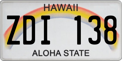 HI license plate ZDI138