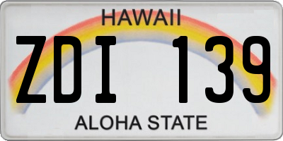 HI license plate ZDI139