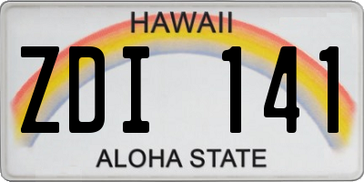 HI license plate ZDI141