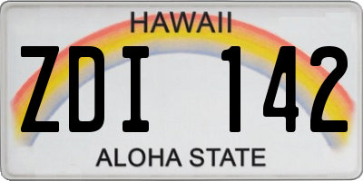 HI license plate ZDI142