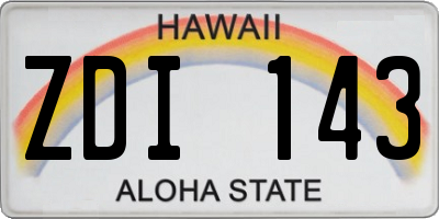 HI license plate ZDI143