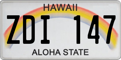 HI license plate ZDI147