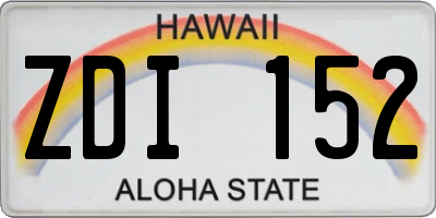 HI license plate ZDI152